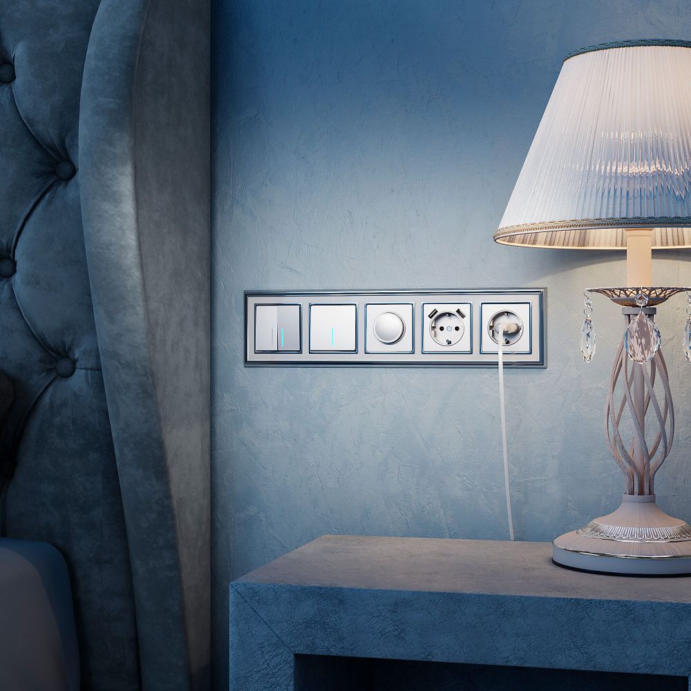 W1110106 Выключатель одноклавишный с подсветкой, серебряный Werkel, 4690389164811