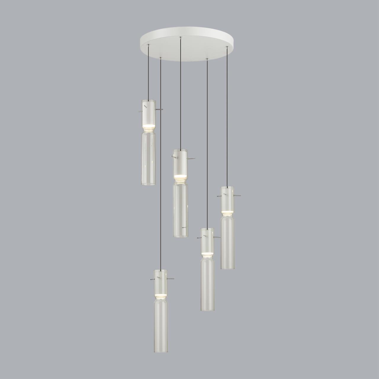 Люстра каскадная 40*40*150 см, 5 LED*5W, 3000 К, Odeon Light Scrow, белый 5058/25LB
