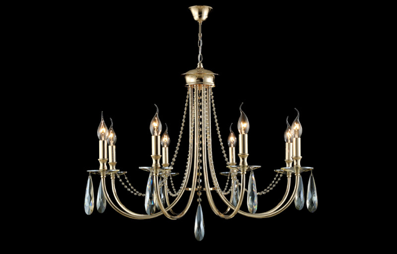 Люстра 74 см, Crystal Lux VICTORIA SP8 GOLD/AMBER золото
