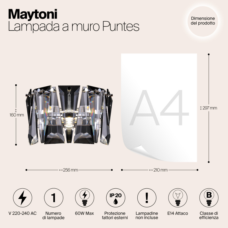 Настенный светильник Maytoni Puntes MOD043WL-01CH, хром