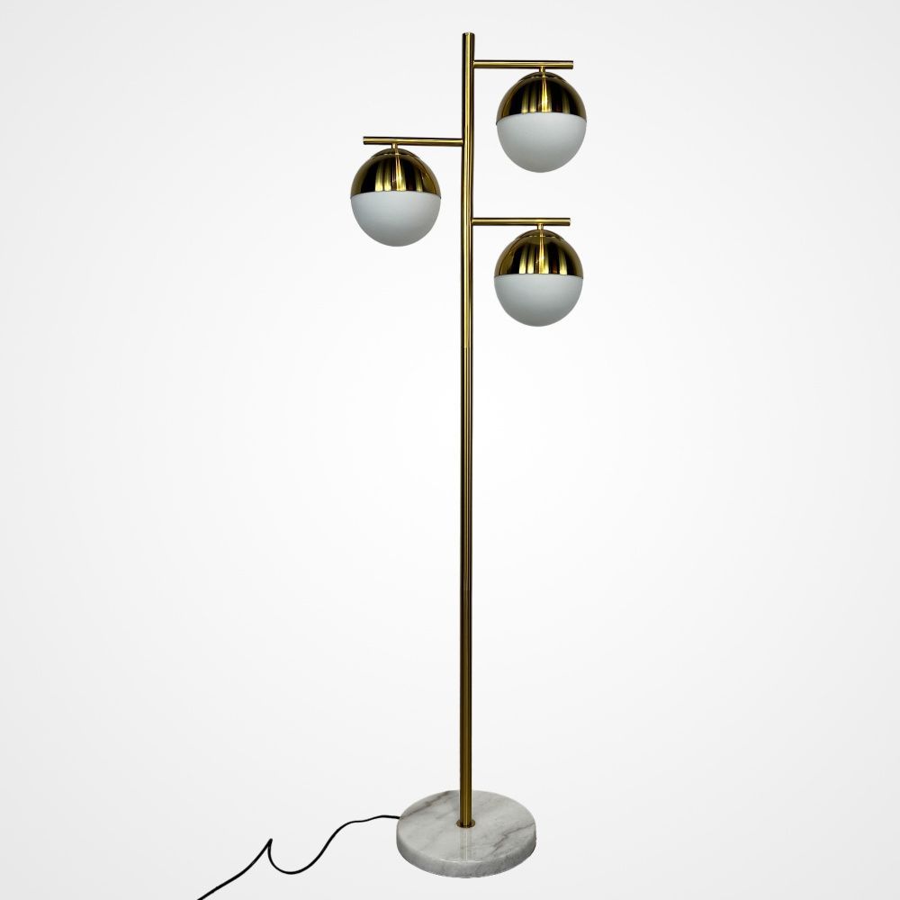 Торшер Geneva Glass Floor Lamp Triple 28*28*163 см, 3*E27*60W, ImperiumLoft 41.114-0, Белый, Латунь