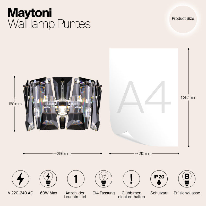 Настенный светильник Maytoni Puntes MOD043WL-01CH, хром