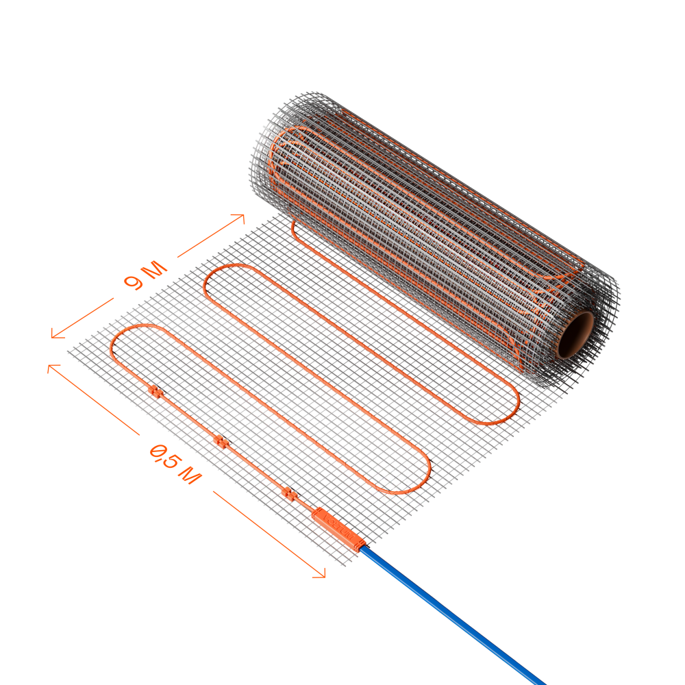 Нагревательный мат VLT01-150-4.5, 4,5 м2, 150 вт/м Voltum VLT01-150-4.5