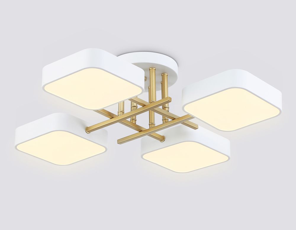 Люстра светодиодная на штанге 55*55*15- см, **W, 3000-6000K, Ambrella Light Comfort FL516341, белый, золото