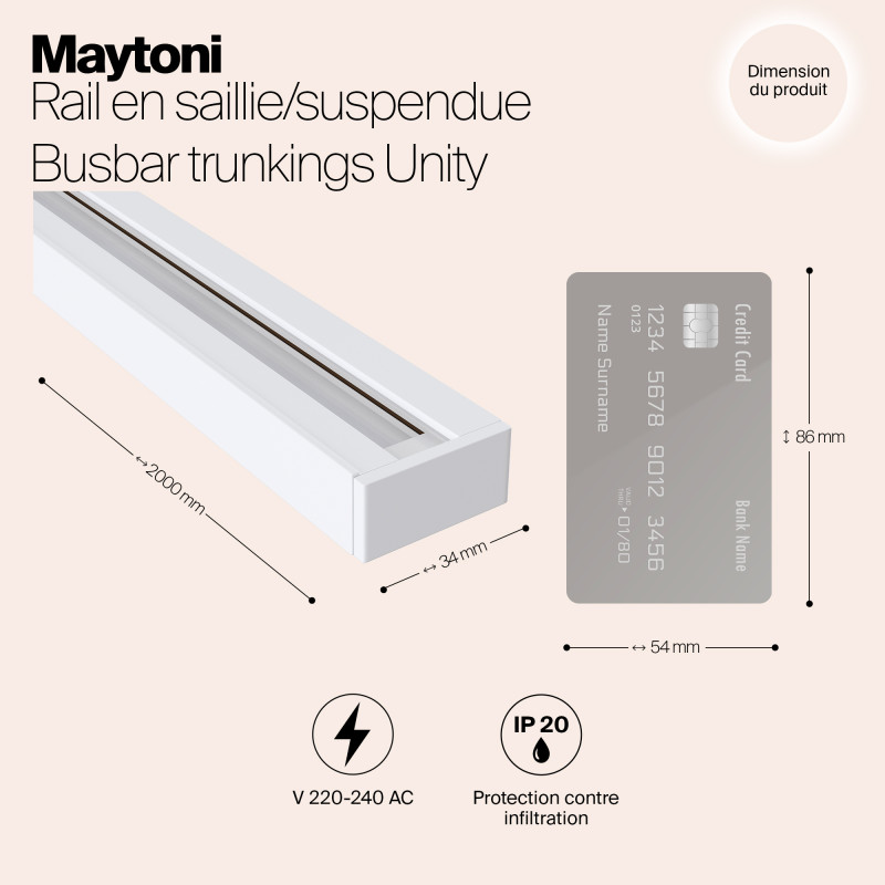 Шинопровод накладной 2 метра Maytoni Track Unity TRX001-112W, белый
