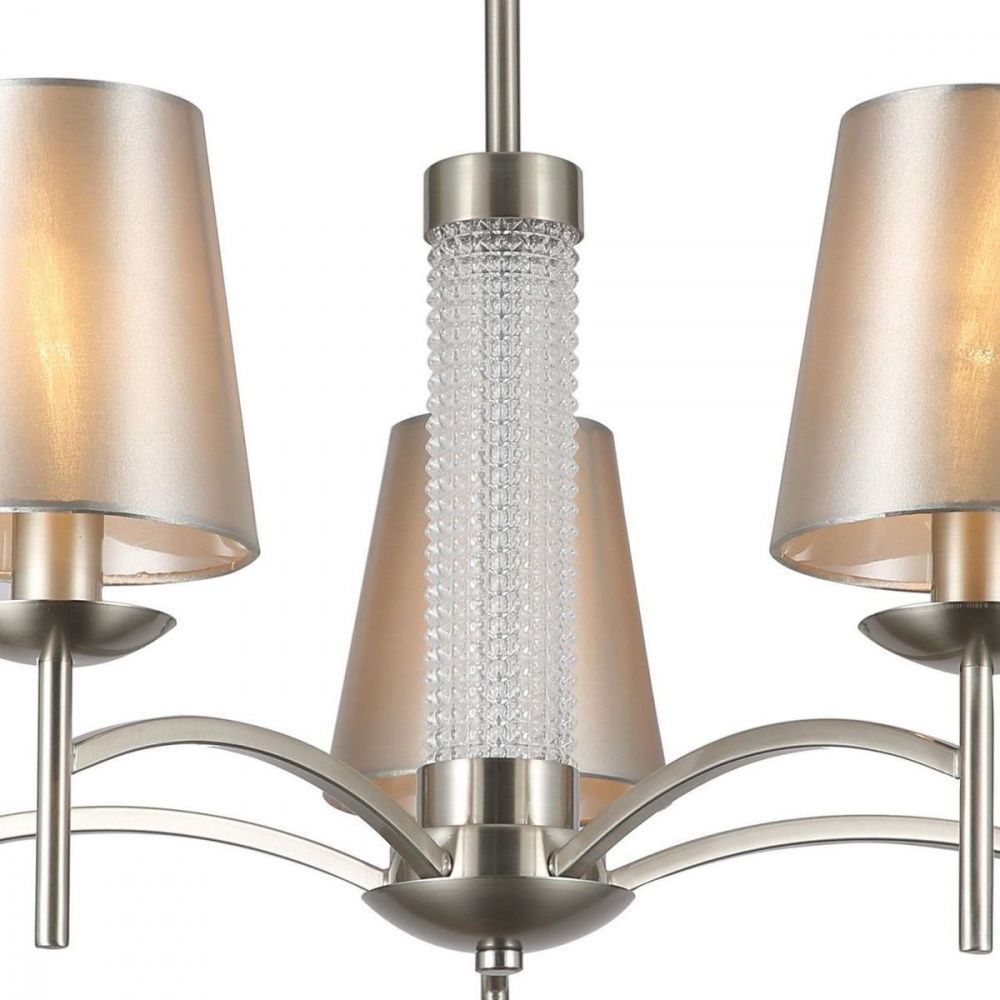 Люстра F-Promo Velum 2906-5P, D690*H520, никеля, плафоны из серой атласной ткани, декоративный стеклянный элемент