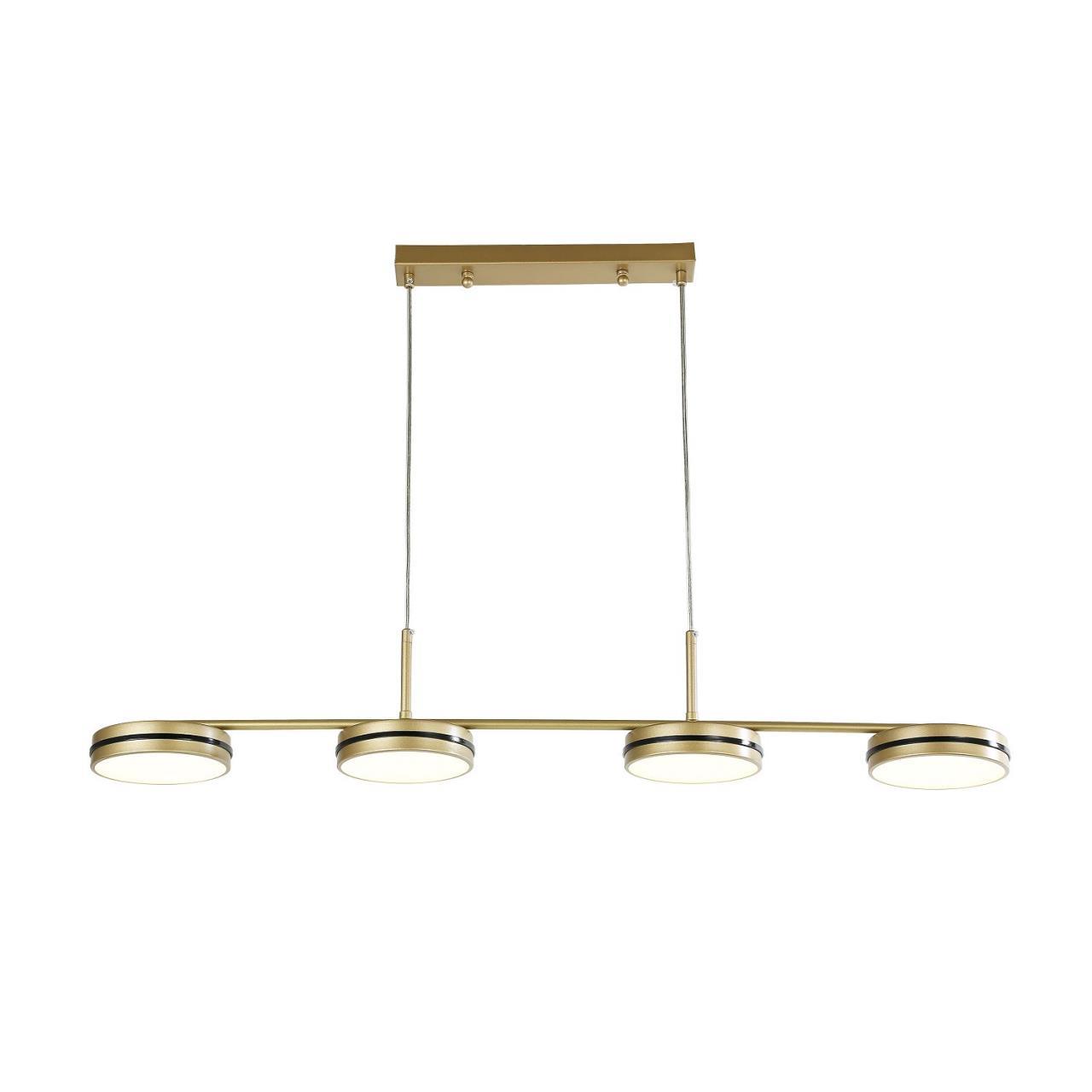 Подвесная люстра F-Promo Disco 4043-4P, L1000*W150*H140/1140, каркас матового цвета золота, рассеиватели из белого акрила, декоративные линии черного цвета