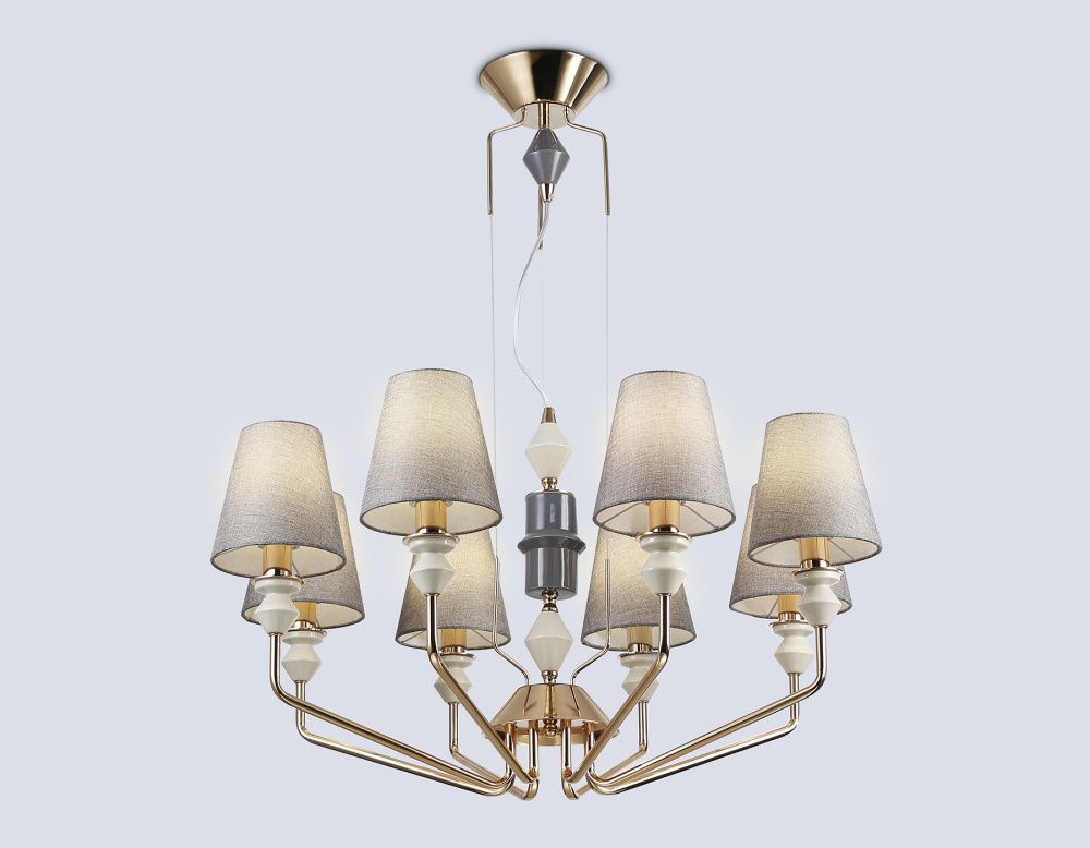 Подвесная люстра с абажурами **126- см, 8*E14*40W, K, Ambrella Light High Light LH75403, золото