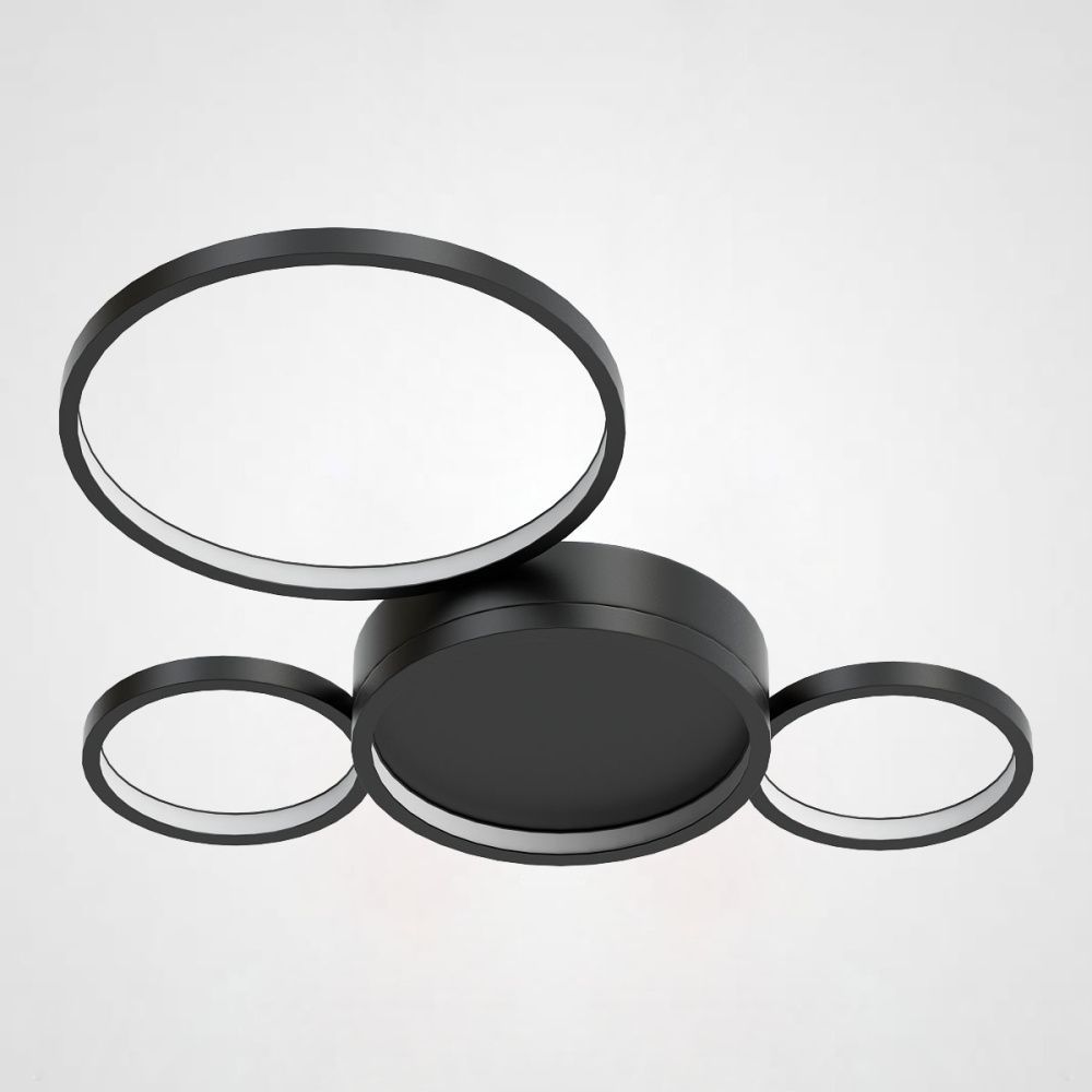 Потолочный светильник TWINE 4 rings Black 56*53*7,5 см, 4*LED*13W, ImperiumLoft TWINE01, Чёрный