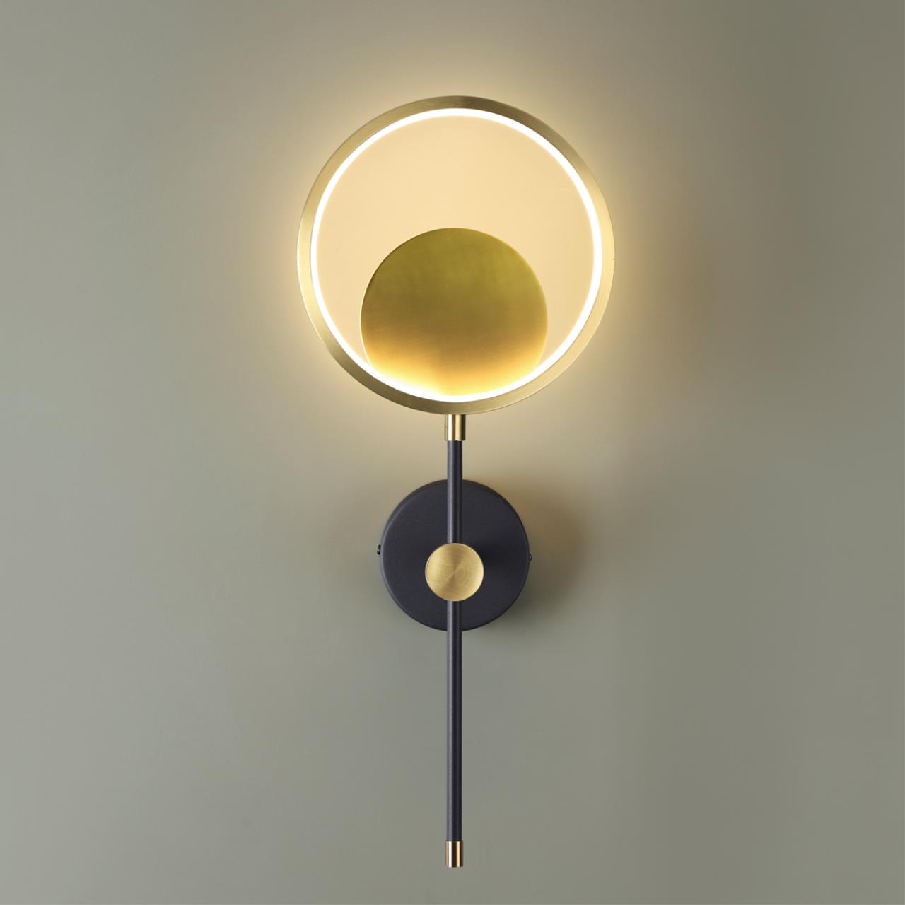Бра 14*58 см, 12W, 3000K Odeon Light Denzel 4322/15WL черный, золото