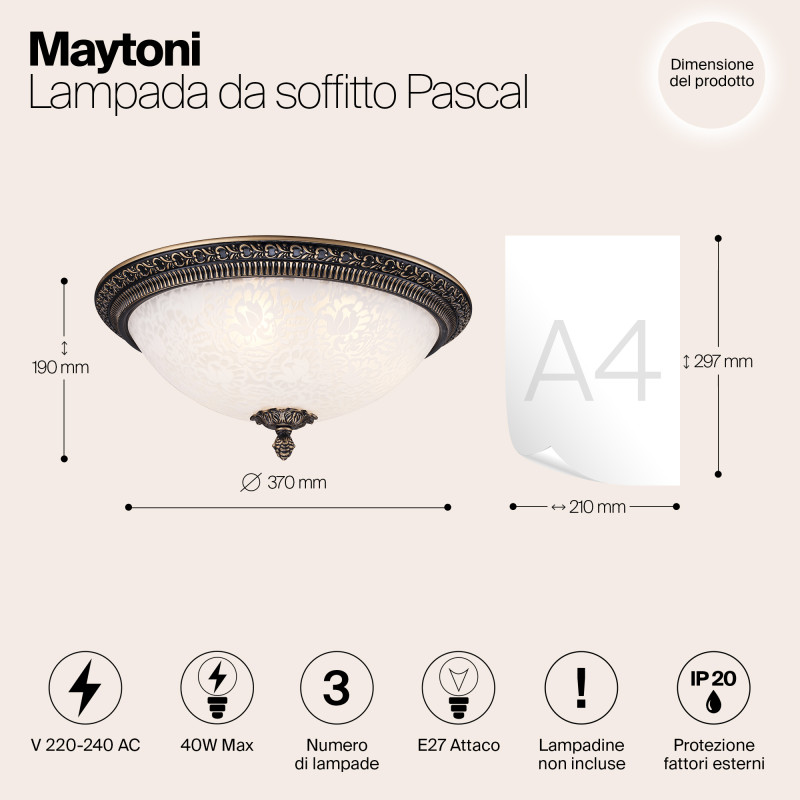 Светильник диаметр 37 см Maytoni C908-CL-03-R Бронза