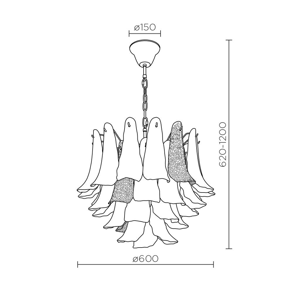 Подвесная люстра 60*62/120 см, 10*Е14 MODELUX premium ML.6777.10P GD золото