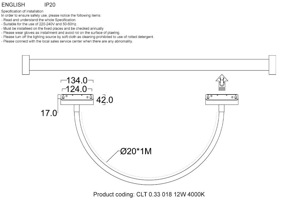 Светильник трековый магнитный 2*100*13,5 см, 2*LED*12W+48V 4000K черный+белый Crystal Lux CLT 0.33 018 12W BL 4000K