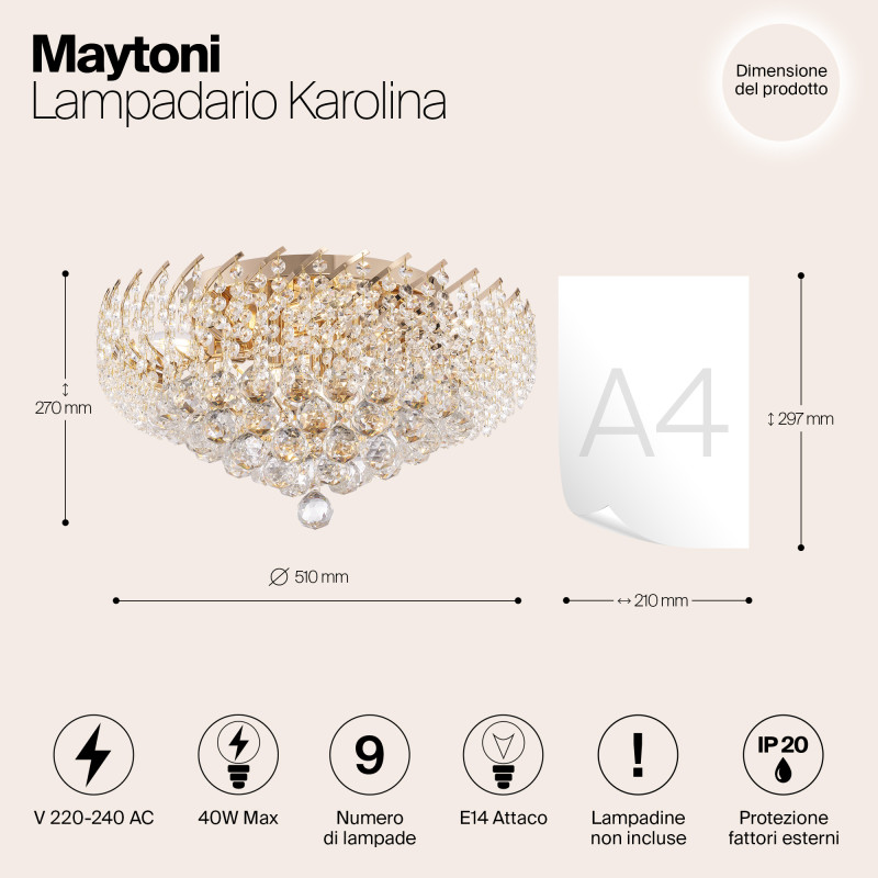 Люстра хрустальная диаметр 510 мм Maytoni DIA120-09-G золото
