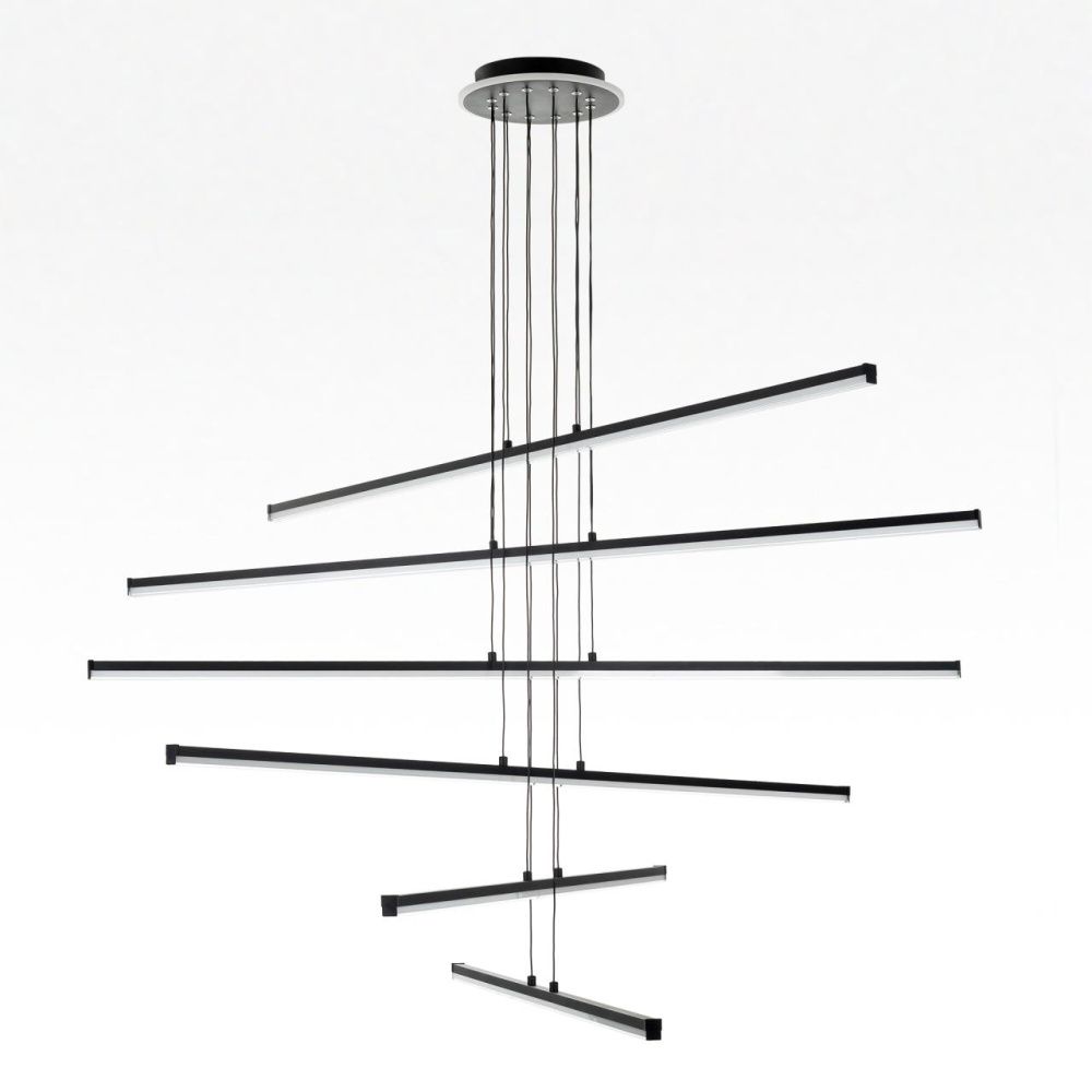 Люстра подвесная 120*21-130 см, LED 200W, 3000-5500K, 18000Lm, 27 м2 Citilux Trent CL203761  с пультом черный матовый