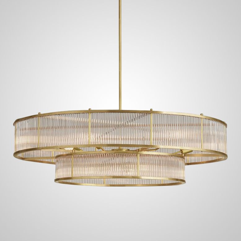 Люстра на штанге RH Marais Round Chandelier D100 100*100*30 см, 14*E14*40W, ImperiumLoft 40.2668, Латунь