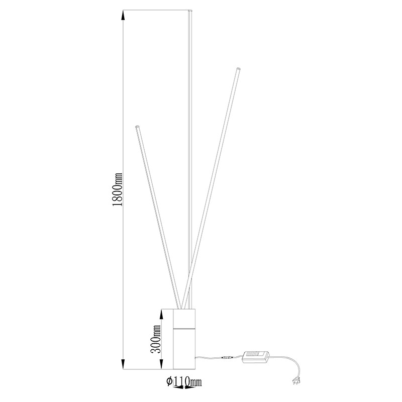 Торшер *11*180 см, LED *  60W, 3000К Mantra Vertical 7348, черный