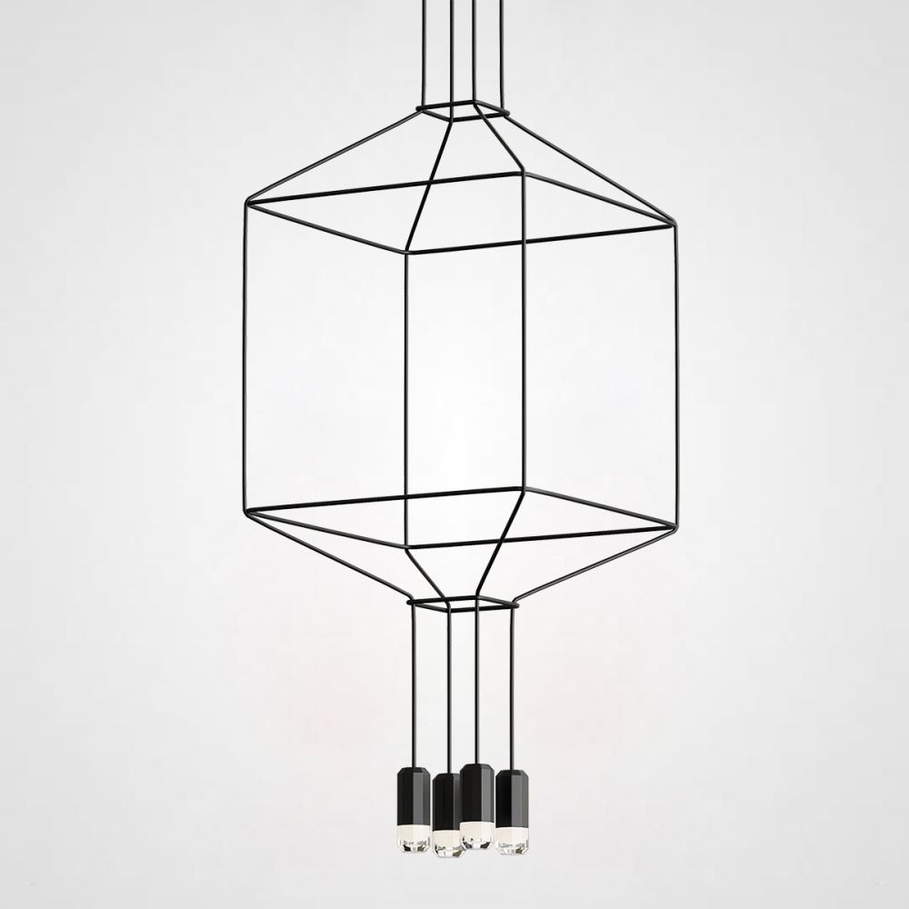 Подвесной светильник Via Wireflow polyhedral 0311 Pendan Light 45*45*500 см, 4*G9*20W, ImperiumLoft Via01, Чёрный
