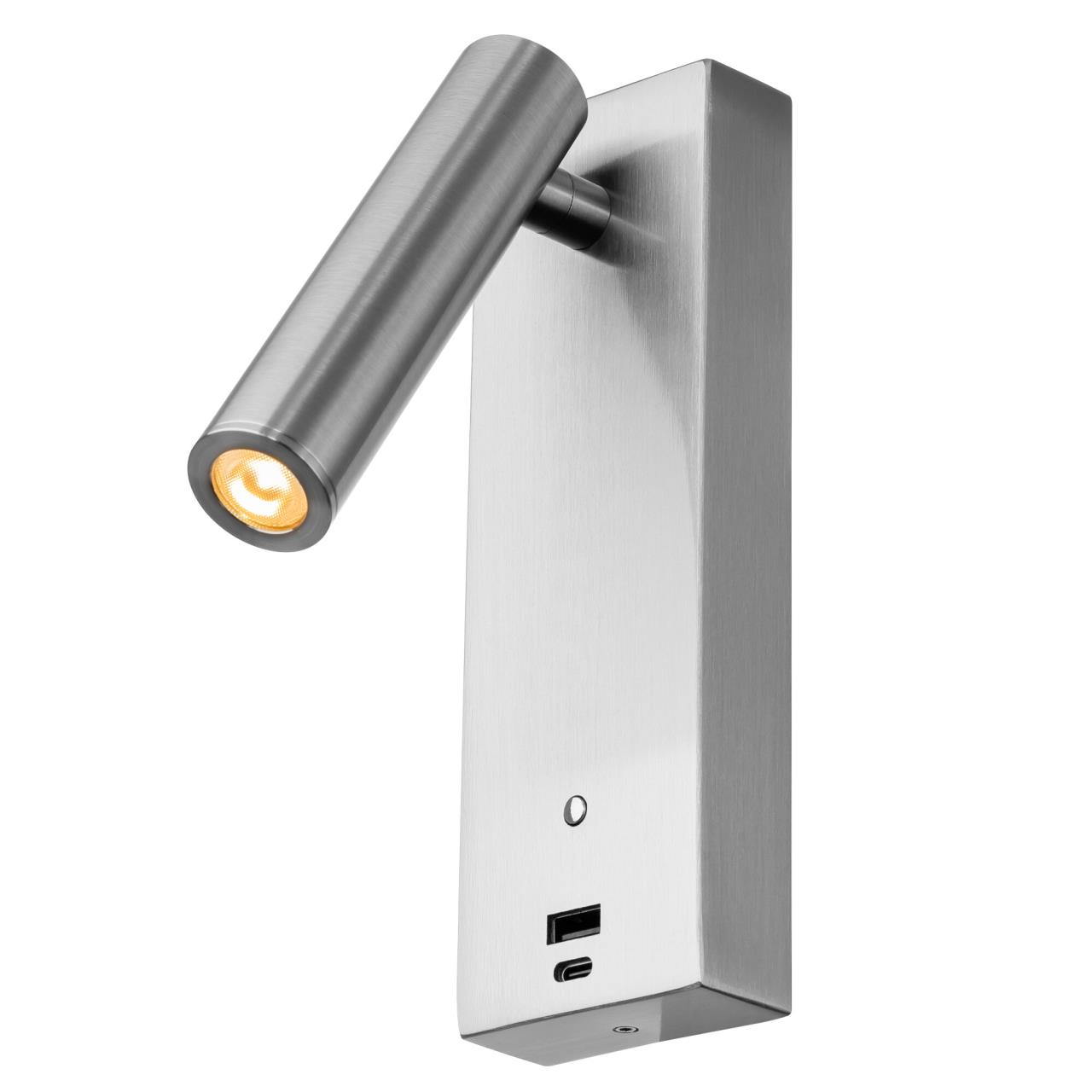 Светильник 18 см, 3W, 3000K, Citilux Декарт CL704432 LED USB, матовый хром