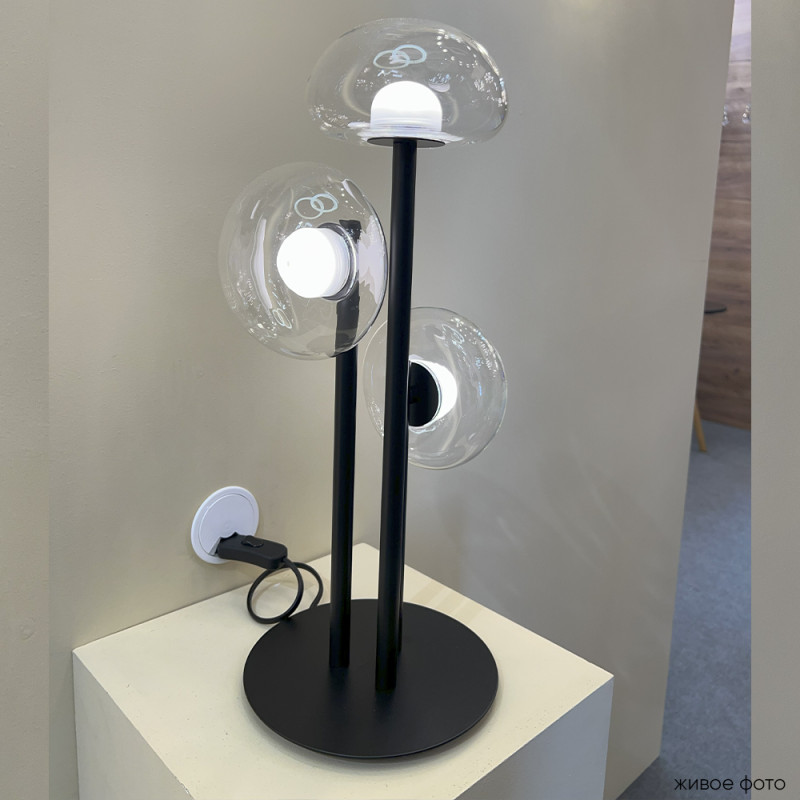 Настольная лампа 48 см, 9W LED, 3000K, Crystal Lux BOSQUE LG3 BLACK/TRANSPARENT, черный