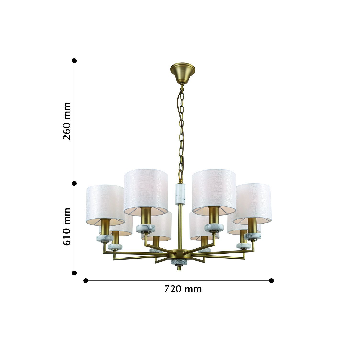 Люстра F-Promo Marbella 2347-8P, D720*H610/870, латунь