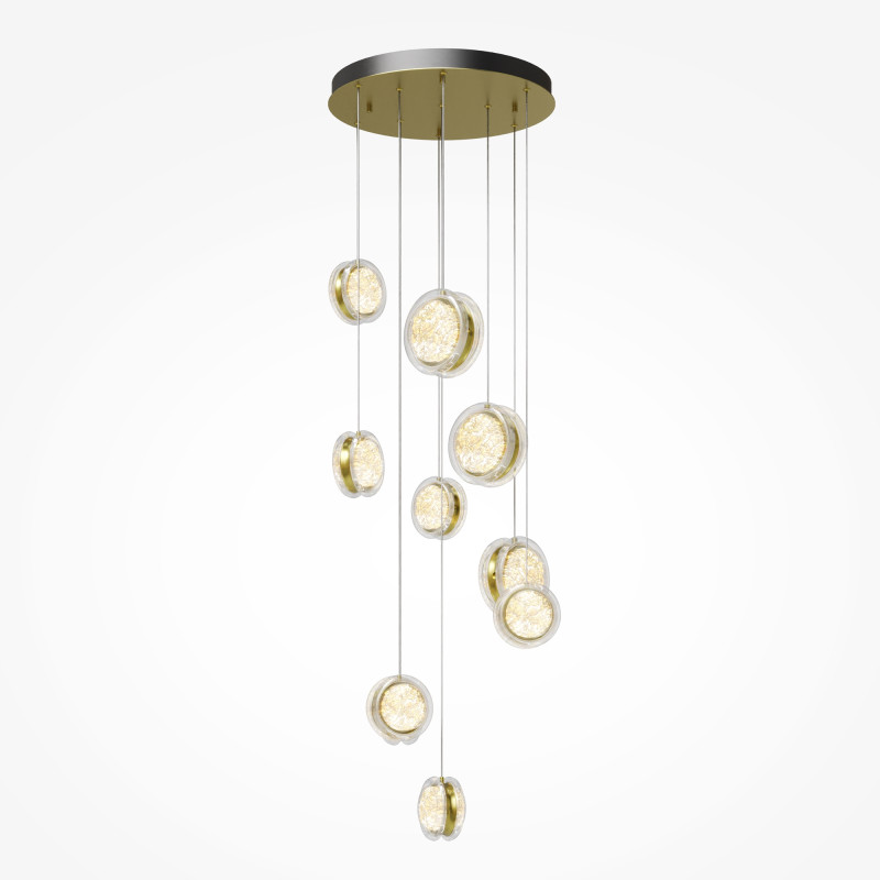 Каскадная люстра 45*45*367 см, LED, 3000К, Maytoni Pharao MOD361PL-L41BS3K латунный