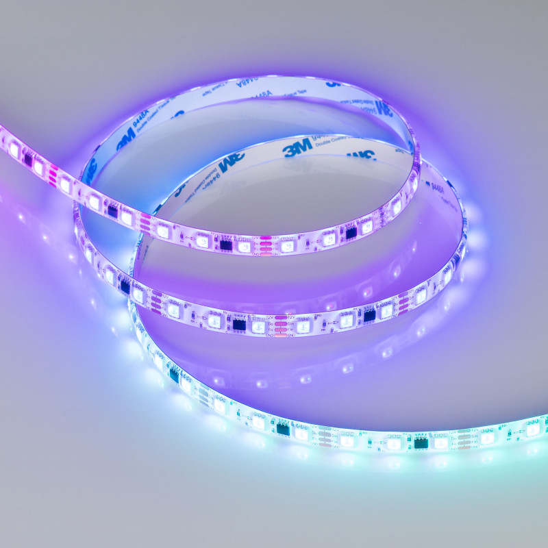 Лента герметичная SPI-SE-B60-10mm 12V RGB-PX3-BPT (12 W/m, IP65, 5060, 5m) (Arlight, бегущий огонь) 039597. Цена указана за 5 метров. Продается кратно 5 метрам.