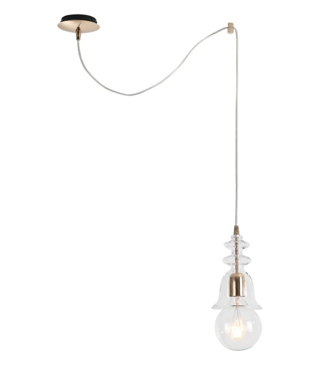 Подвес Favourite Perpressa 2727-1P, D135*H375/1575, каркас золотого цвета, плафон из прозрачного стекла