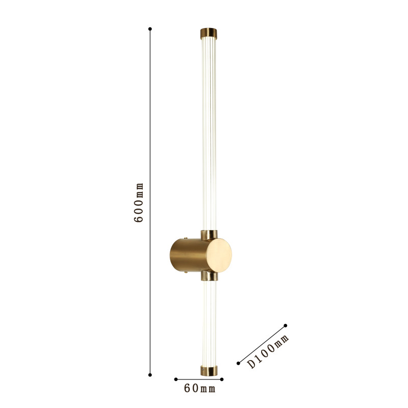 Бра Favourite Lignum 3057-1W, D100*W60*H600, золота, белый плафон цилиндрической формы из акрила