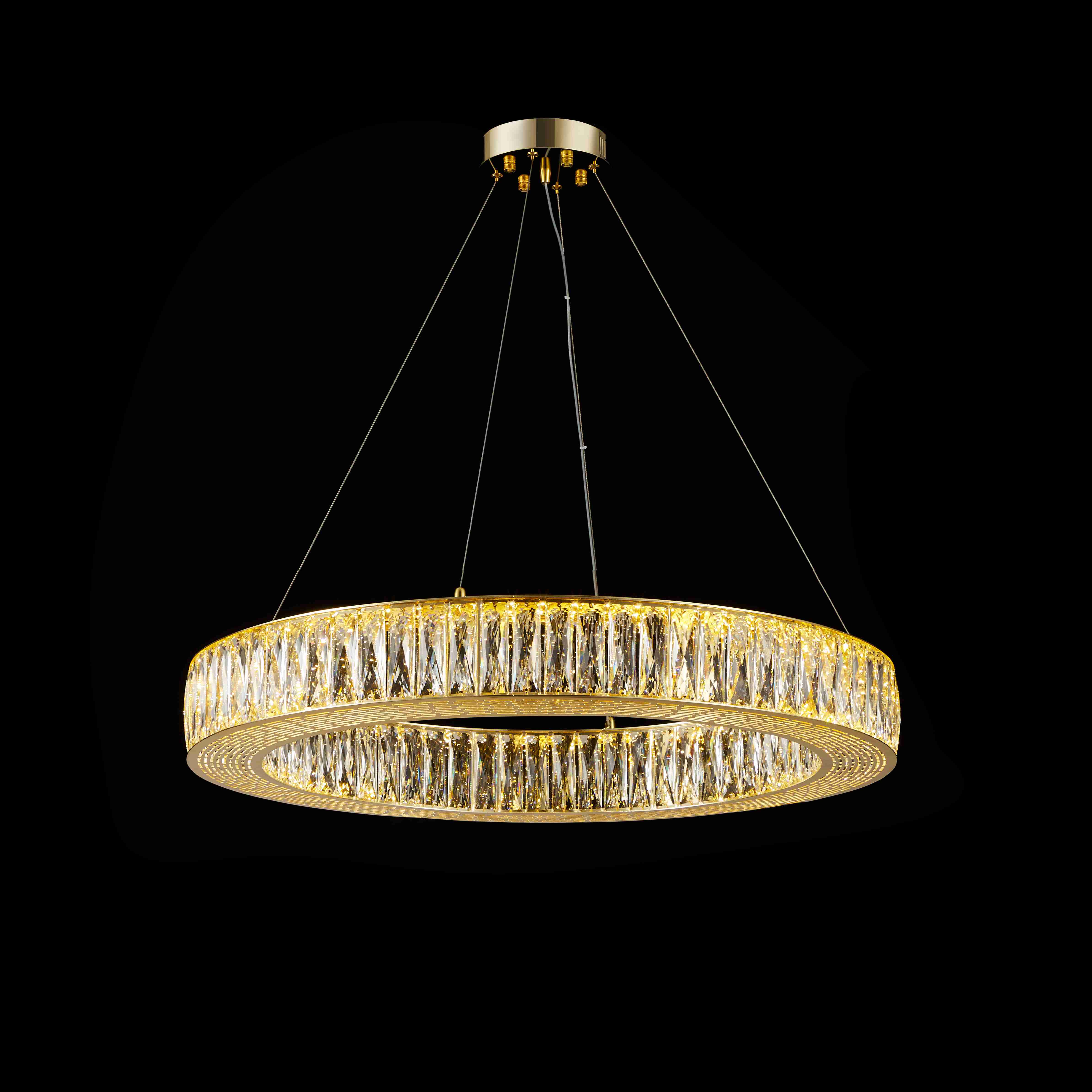Люстра 800*100, LED, 164W 3000-6000K NewRgy Cristallo E76-ф800*H100 GOLD, Золото