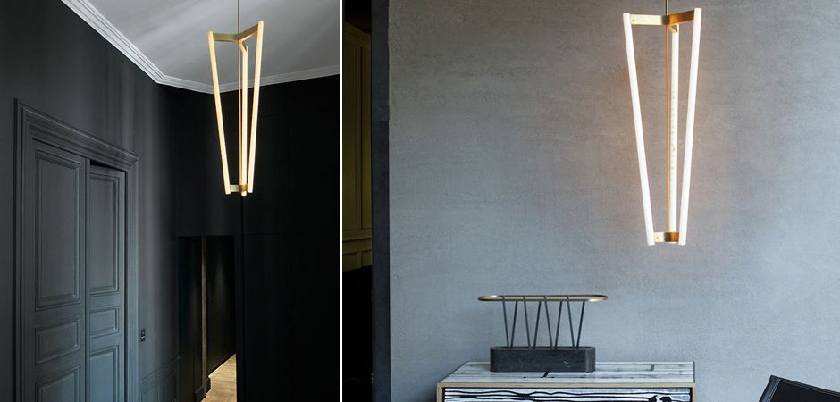 Люстра на штанге Michael Anastassiades TUBE CHANDELIER 71*41*41 см, 3*LED*5W, ImperiumLoft 40.2138-0, Латунь