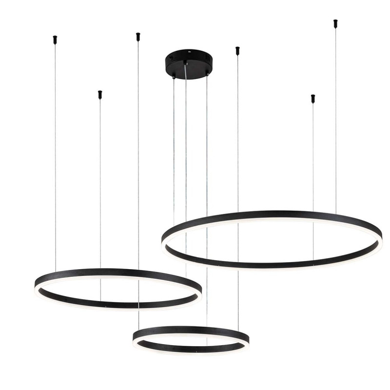 Подвесной светильник 1500*800*140/1240 мм, 3*LED 129W 3000-5700K черный Indigo Galass V000032L, 14001/3P Black