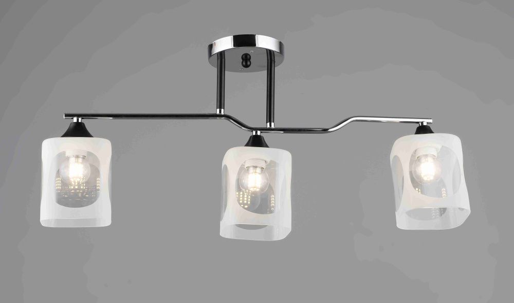 Люстра L630 x W120 x H300, мм, 3*40W (120W), CH+BK(ХРОМ+ЧЁРНЫЙ) Rilon 2284/3 CH+BK