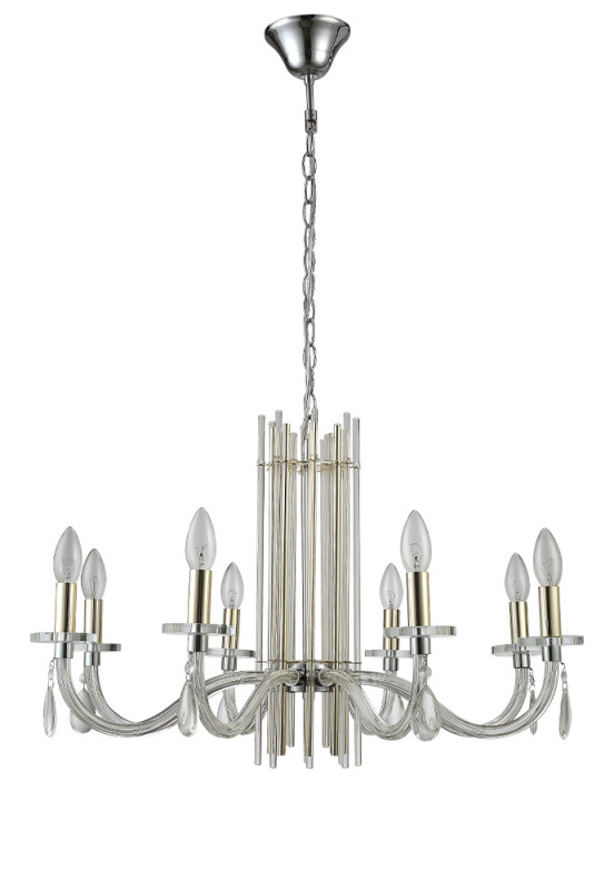 Люстра 72 см, Crystal L ux AURELIO SP8 GOLD+CHROME/TRANSPARENT Хром/Золото