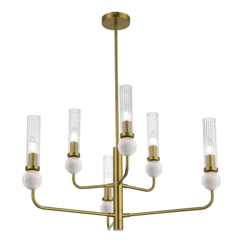 Люстра на штанге 80*151 см, 6*E14*40W, ST-Luce Medea SL1244.303.06, латунный