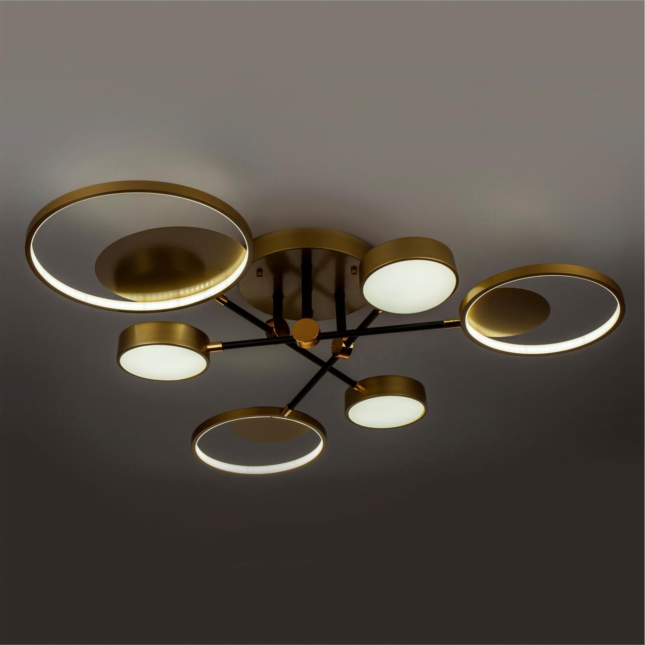 Светильник 100*100*20 см, LED 50W, 3000 / 6500К, Золото LED4U L2500-6