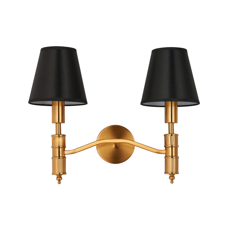 Бра Favourite Flagship 2933-2W, D190*W400*H315, античной латуни, плафоны из черной атласной ткани