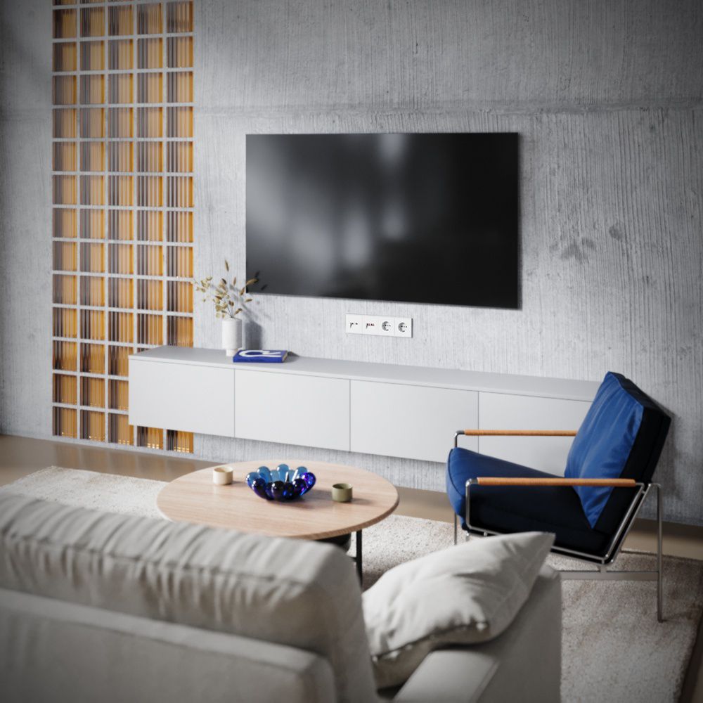 Розетка телевизионная встраиваемая TV+RJ45 кат. 6, белый матовый Voltum S70 VLS060702, Пластик Soft touch