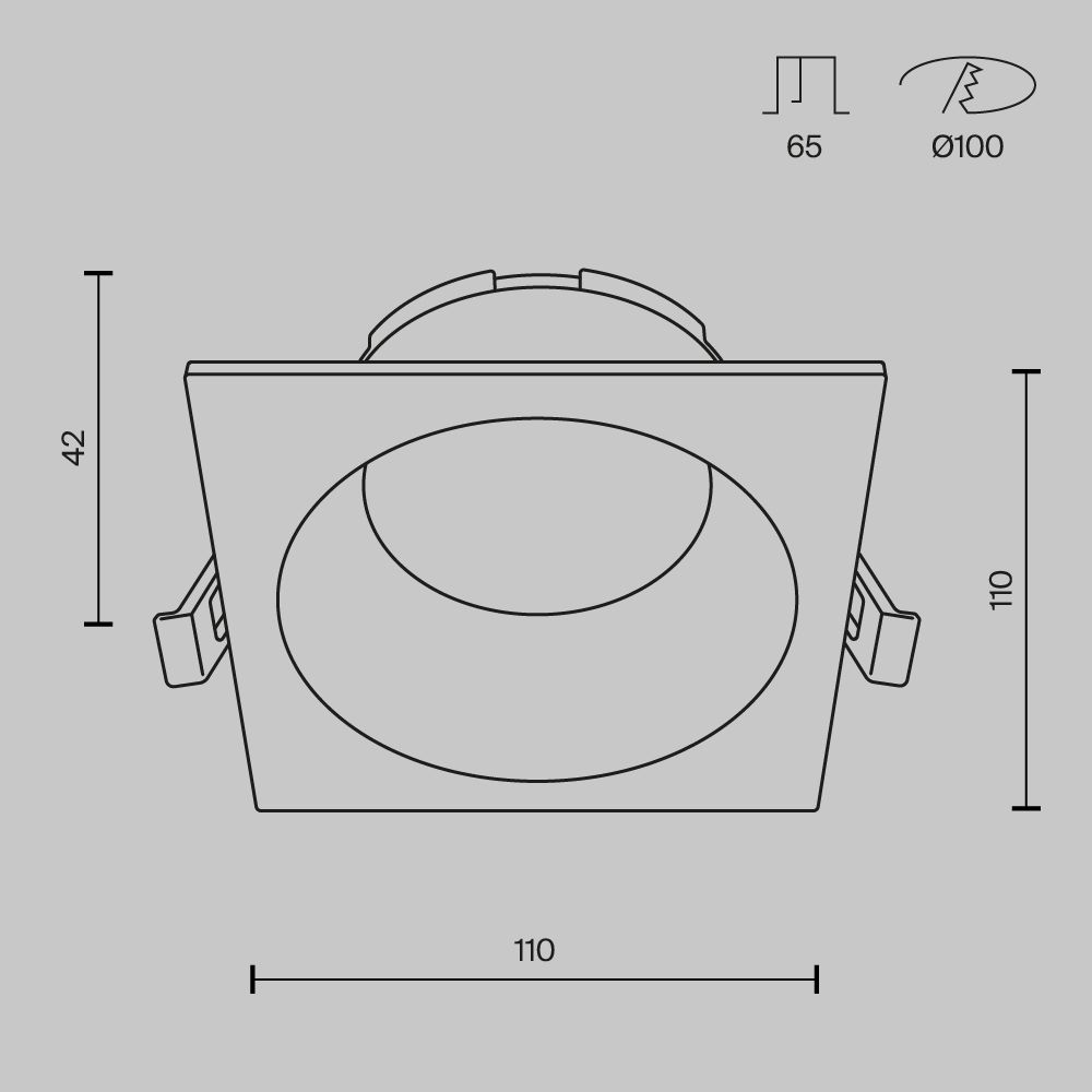 Встраиваемый светильник 11 см, Maytoni Technical Share DL126-GX53-SQ-B, черный