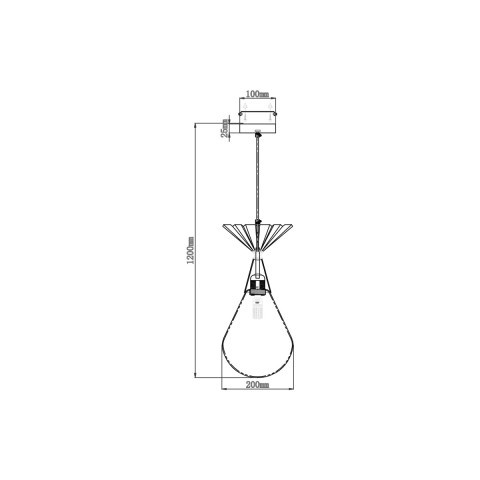 Подвесной светильник  20*120 см, 1*E27 черный, латунь Vele Luce Nova VL5494P11