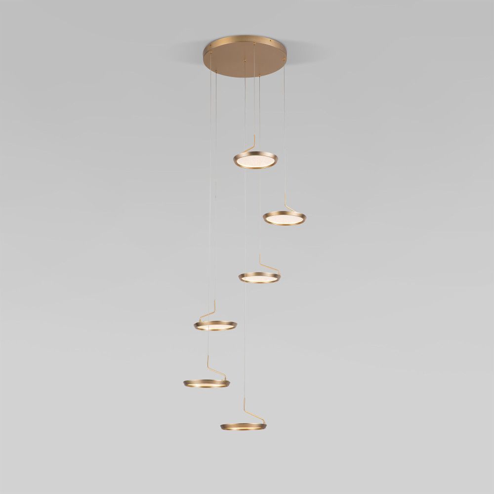 Подвесной светильник 65*65*200 см, LED*75W, 3000K, Eurosvet Crespella 90034/6, золото, a069295