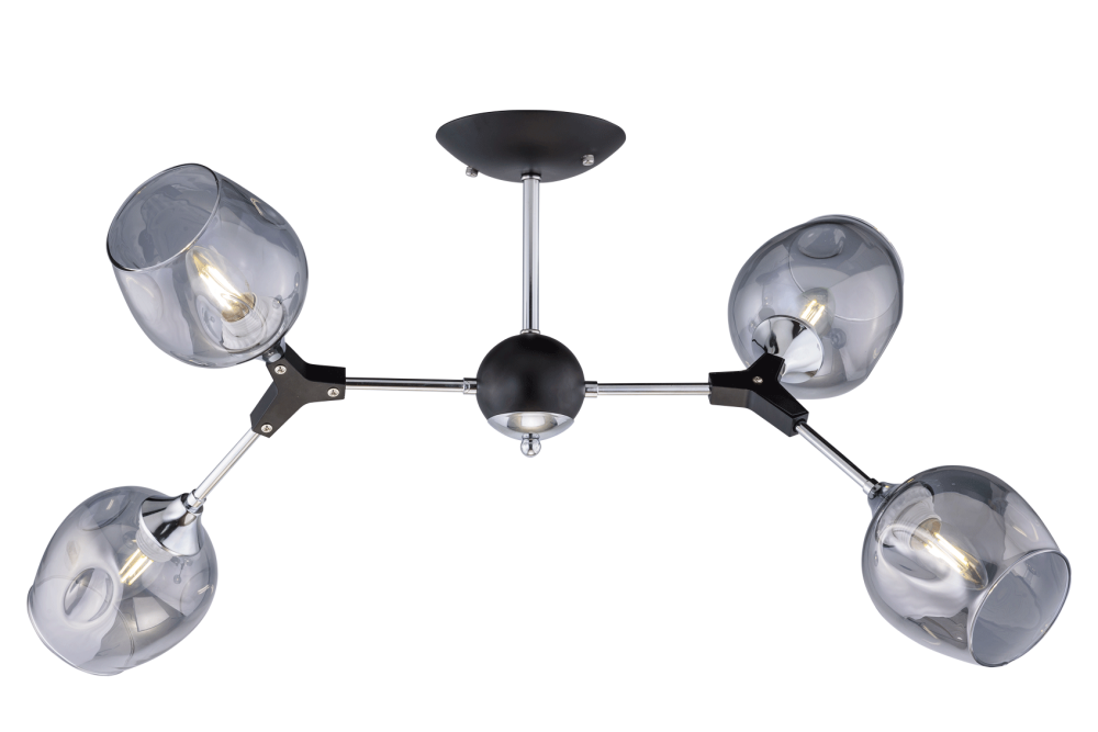 Люстра L860 x W590 x H320, мм, 4*40W (160W), BK+CH (Черный+Хром) Sfera Sveta 4210/4 BK+CH