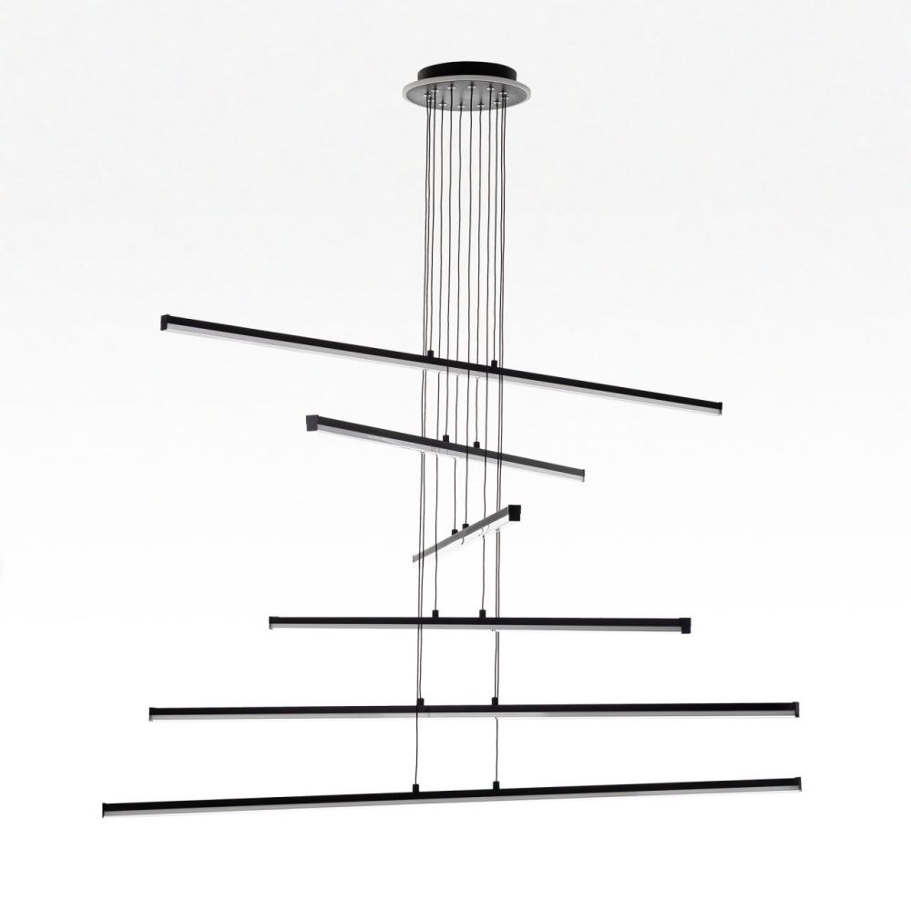 Люстра подвесная 120*21-130 см, LED 200W, 3000-5500K, 18000Lm, 27 м2 Citilux Trent CL203761  с пультом черный матовый