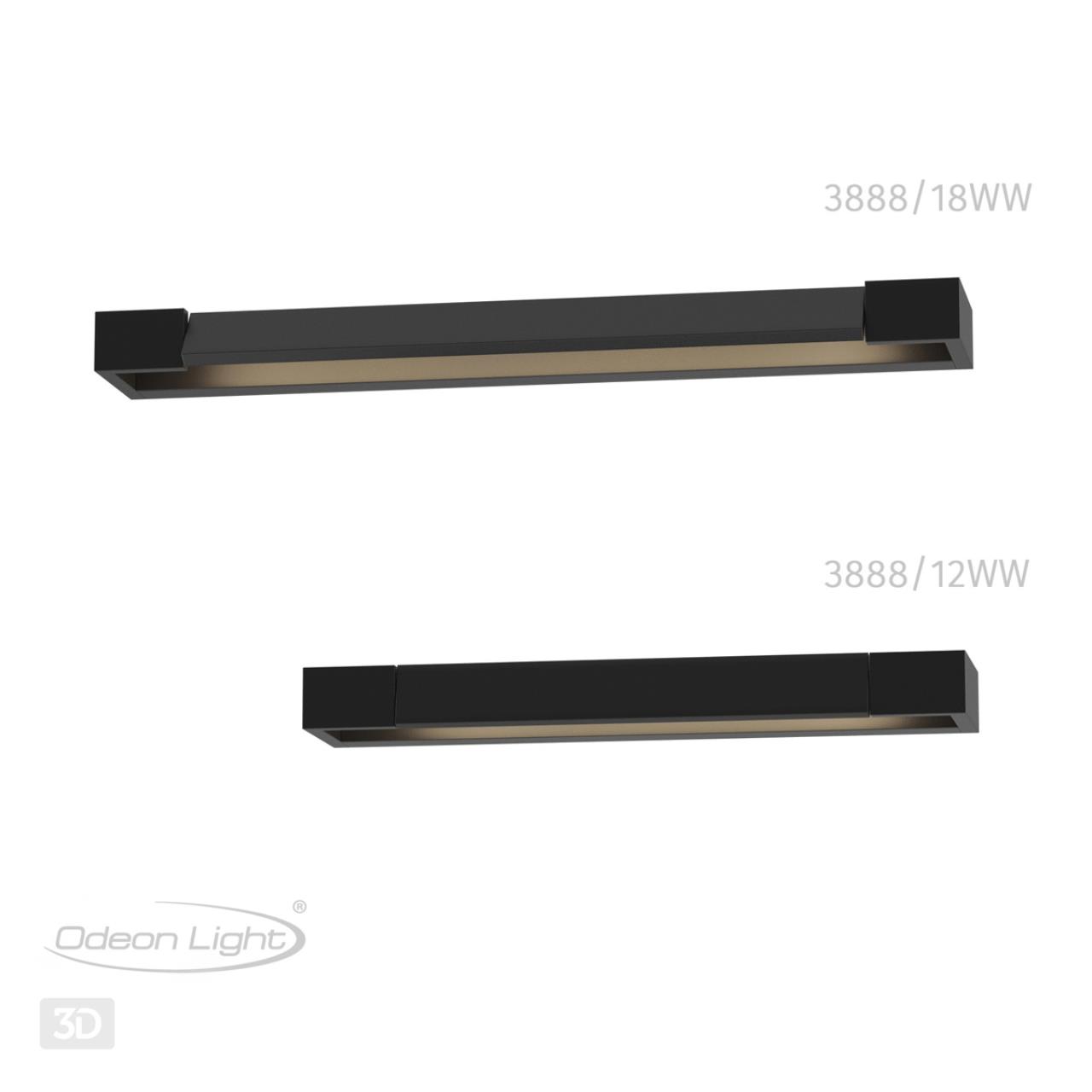 Бра 10*45 см, 12W, 4000К Odeon Light Arno 3888/12WB черный