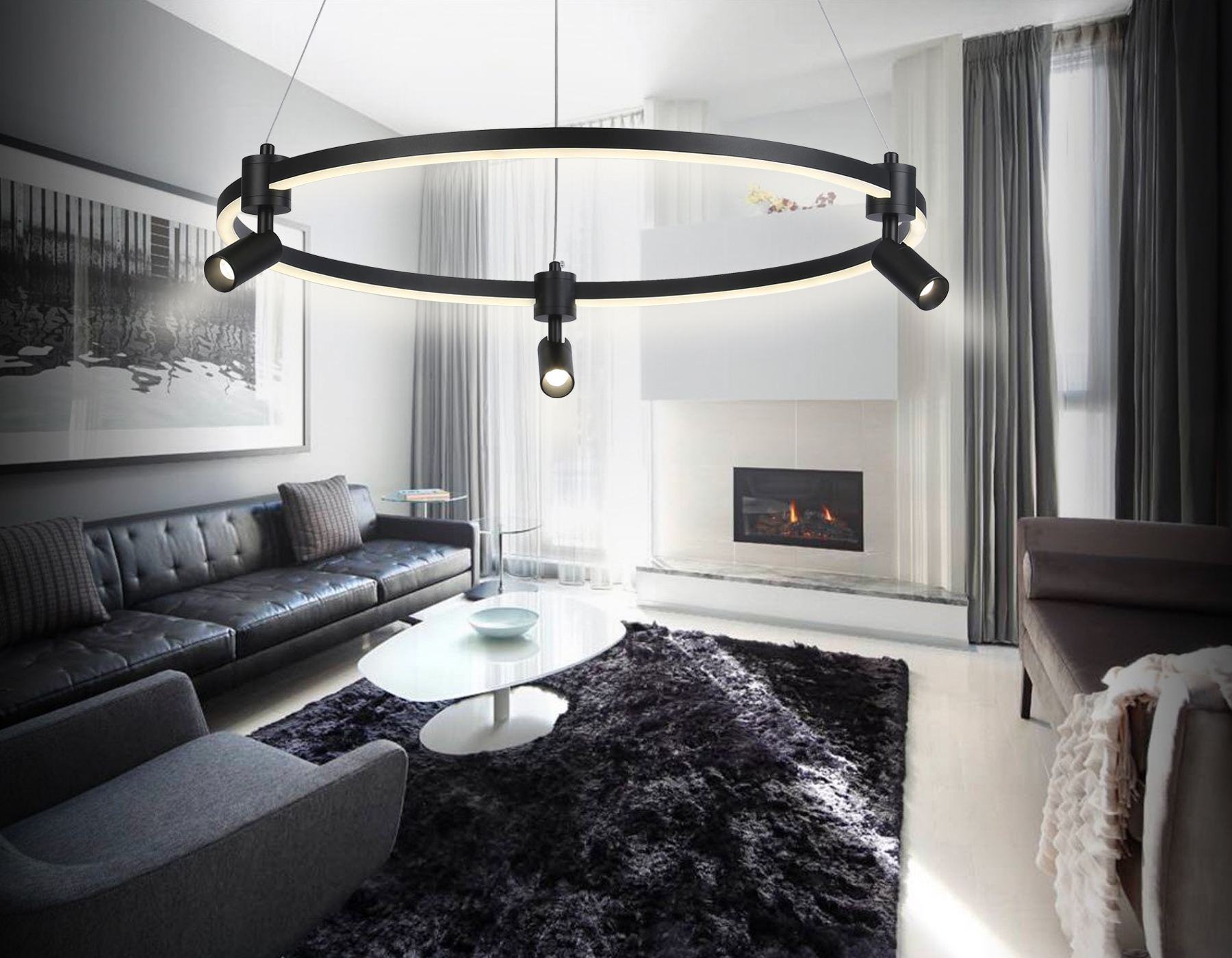 Светильник подвесной 60*6,5*120 см, LED 54W, 3000К, черный Ambrella Comfort LineTech FL5293