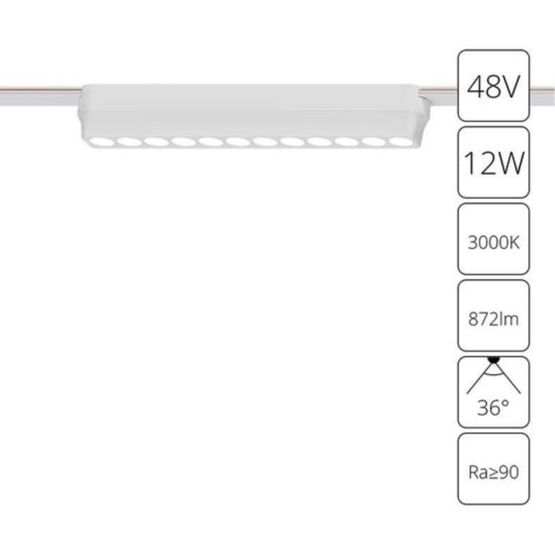 Трековый магнитный светильник 23 см, 12W, 3000K, Arte Lamp Rapid A1154PL-1WH, белый