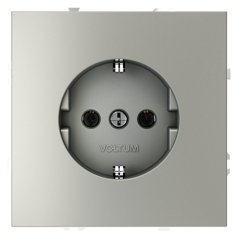 Розетка встраиваемая Voltum S70 с заземлением 16А, сталь пластик Soft touch VLS040105