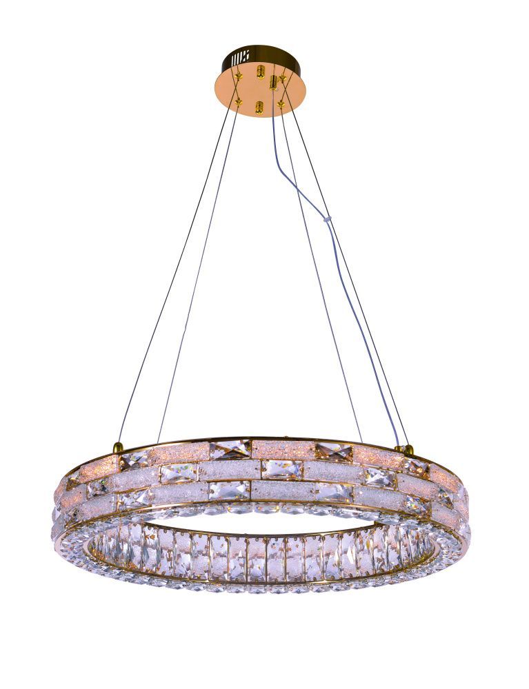Люстра Ø600 x H120(1120) мм, Светодиодная лента 60W 4000K NewRgy GOLD+CLEAR (Золото + Прозрачный Хрусталь) 6014E/60W GOLD+CLEAR