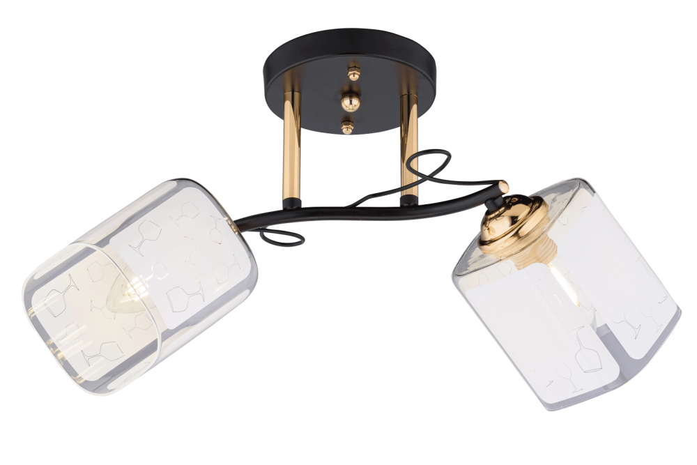 Люстра L450 x W200 x H240, мм, 2*40W (80W), GOLD+BLACK(ЗОЛОТО+ЧЁРНЫЙ) Rilon 74378/2 GOLD+BLACK
