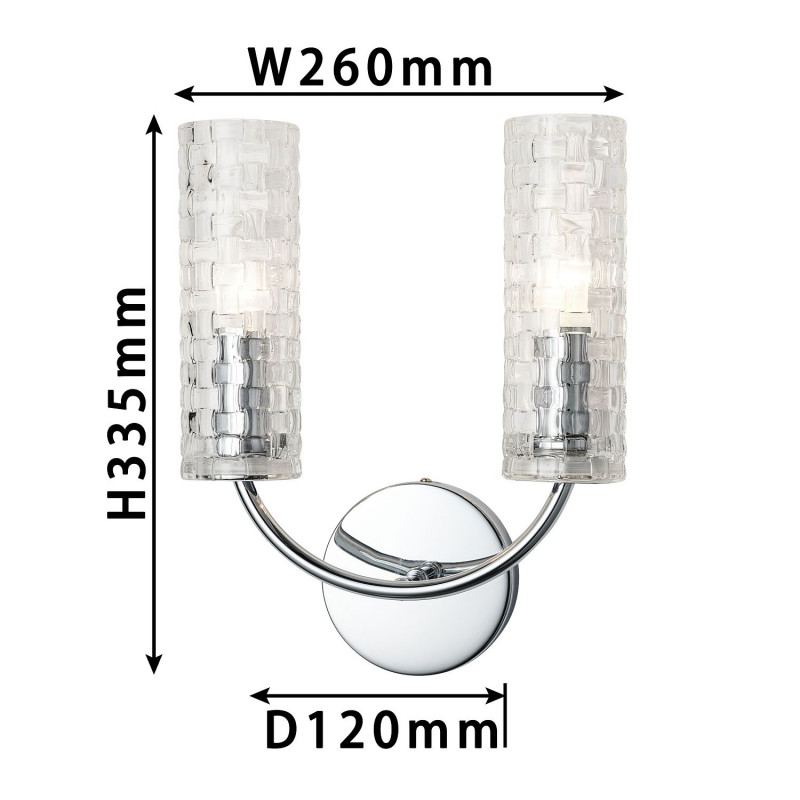 Бра Favourite Syreni 2816-2W, D125*W265*H335, хром, плафоны из прозрачного фактурного стекла